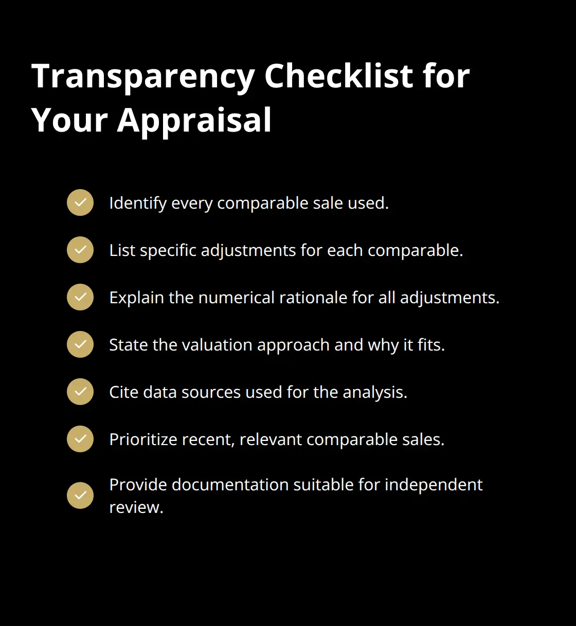 Checklist of must-have items for a transparent business valuation report. - valuation transparency policy